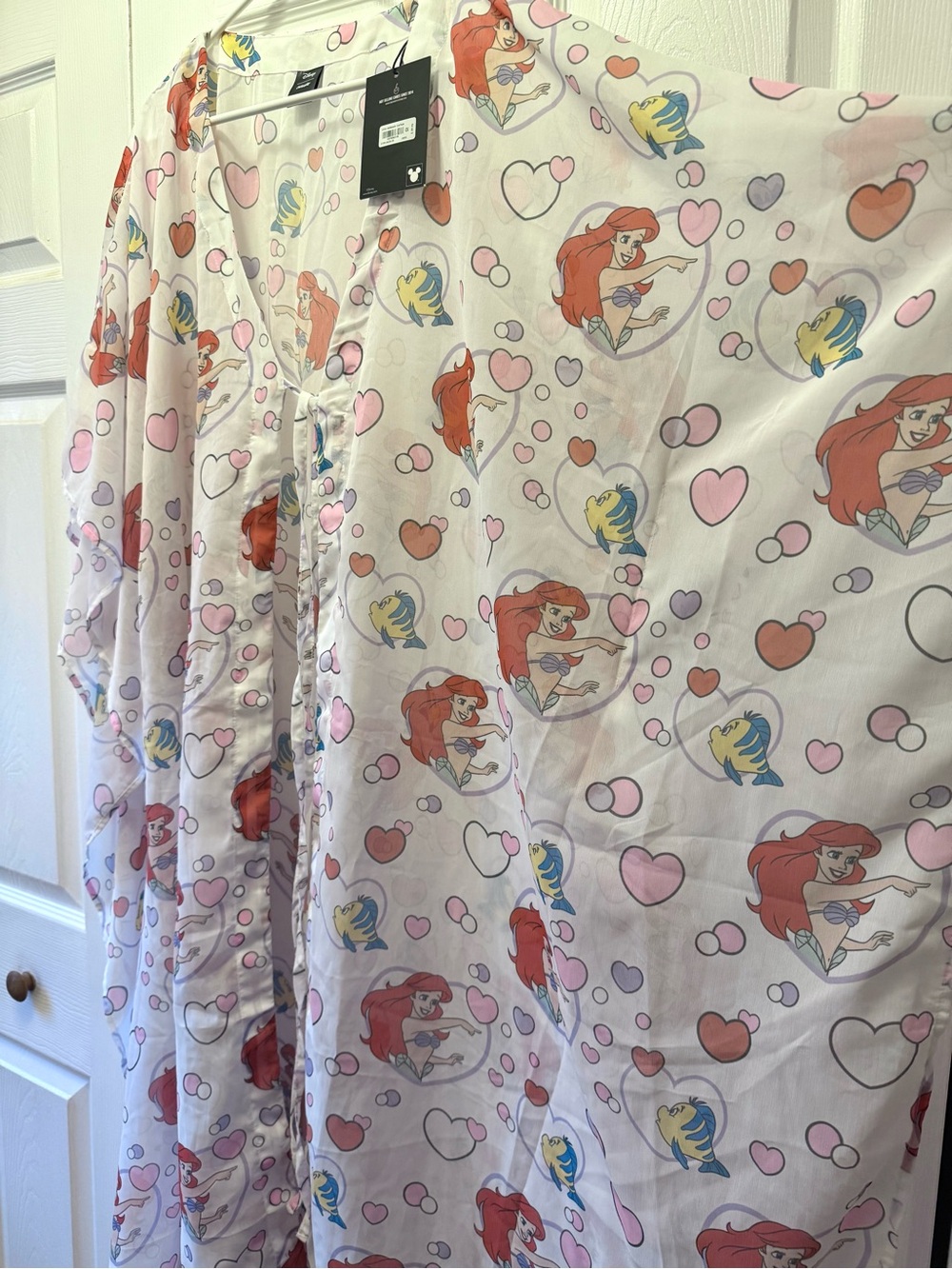 Disney Little Mermaid Ariel Print Beach Cover-Up - Pink & White NWT - Picture 7 of 8